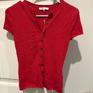 NWT Madewell Cotton-Blend Pointelle Short-Sleeve Cardigan